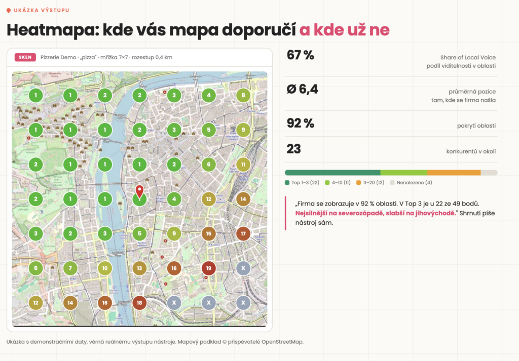Heatmapa ukazka CreatCom prace